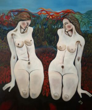 Uważność ,olej na płótnie 100×120 cm ,rok powstania 2022